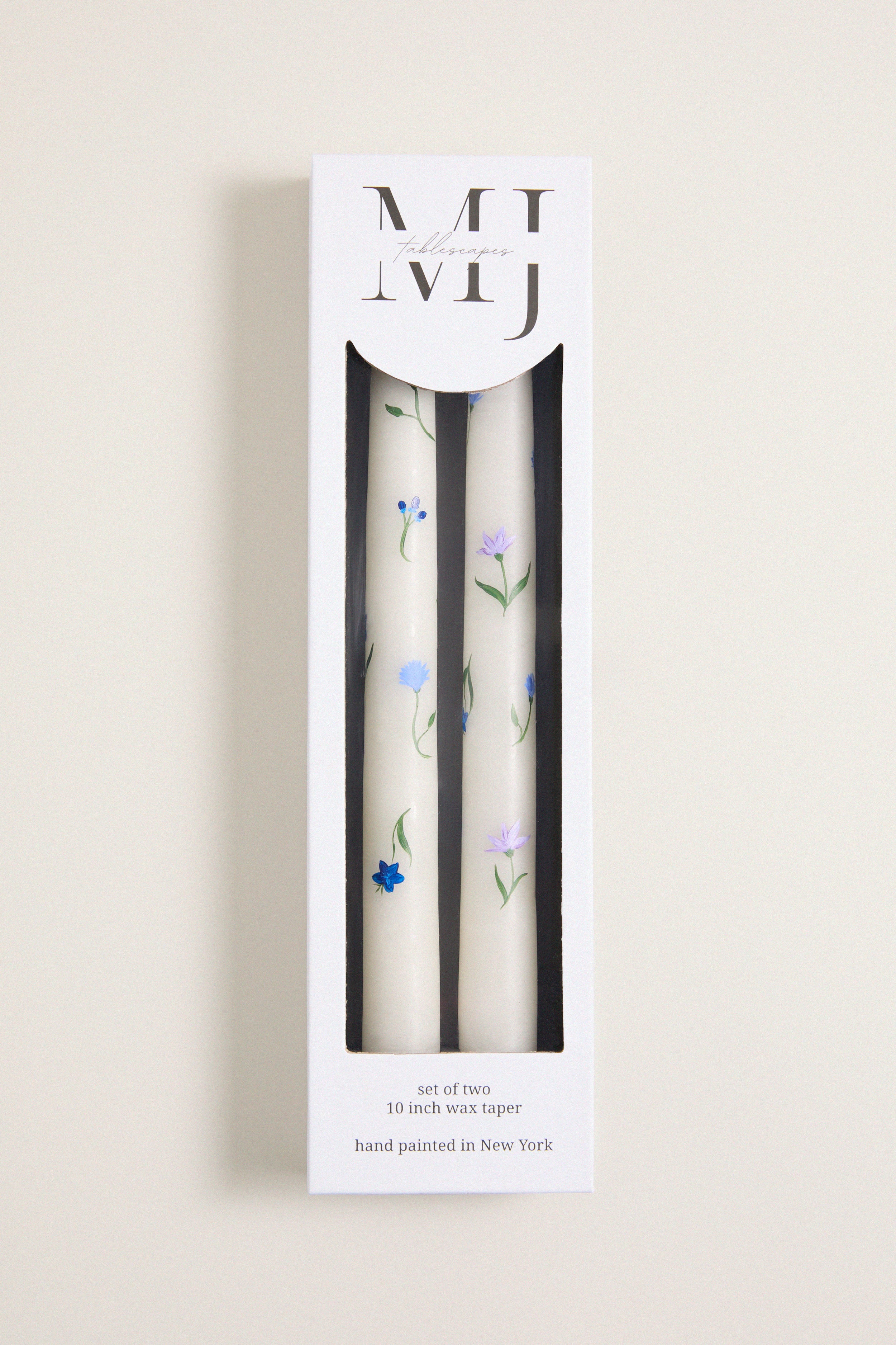 Lilac Floral Hand Painted Taper Candles (Set of 2)