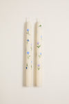 Lilac Floral Hand Painted Taper Candles (Set of 2)