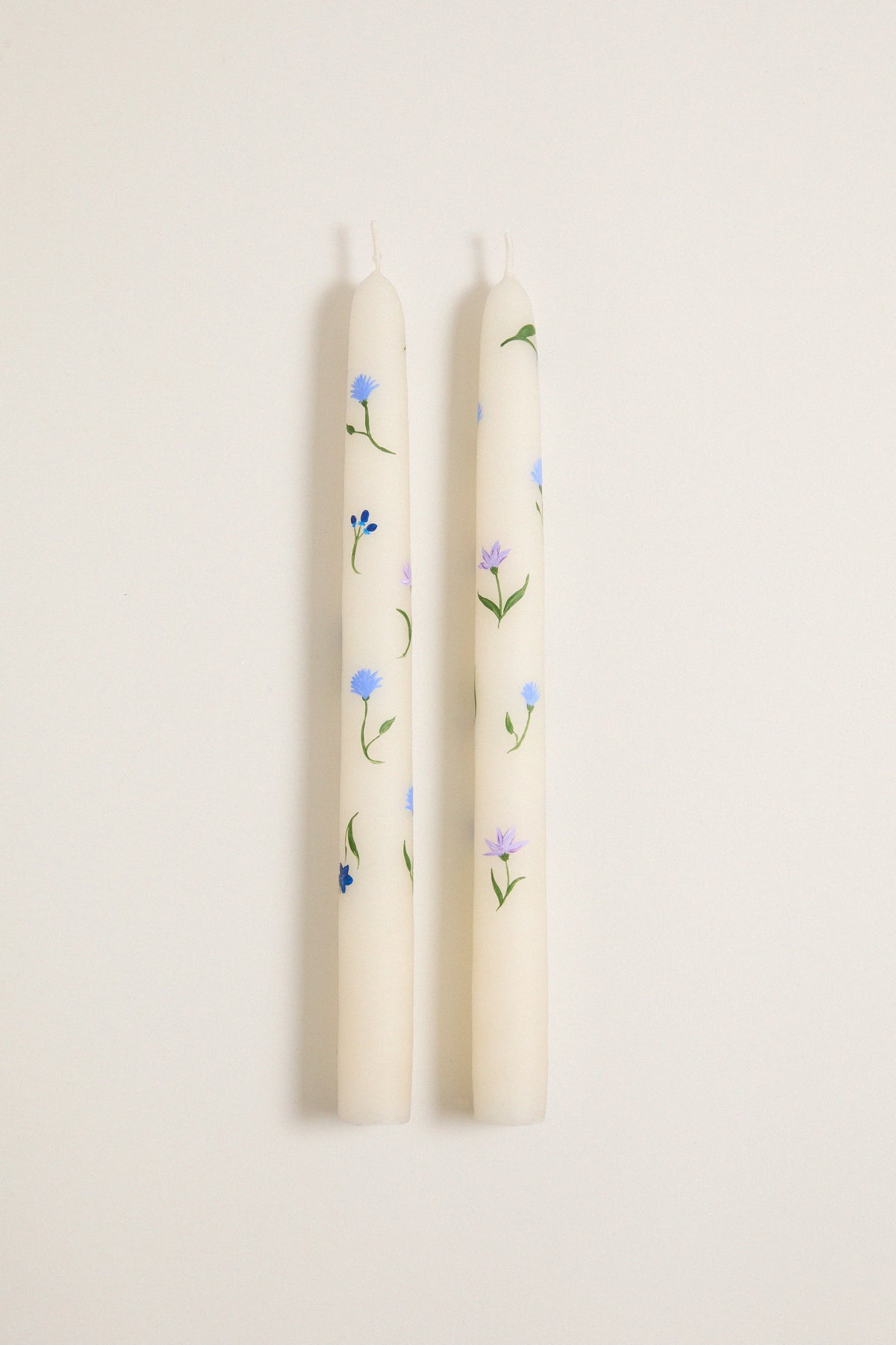 Lilac Floral Hand Painted Taper Candles (Set of 2)