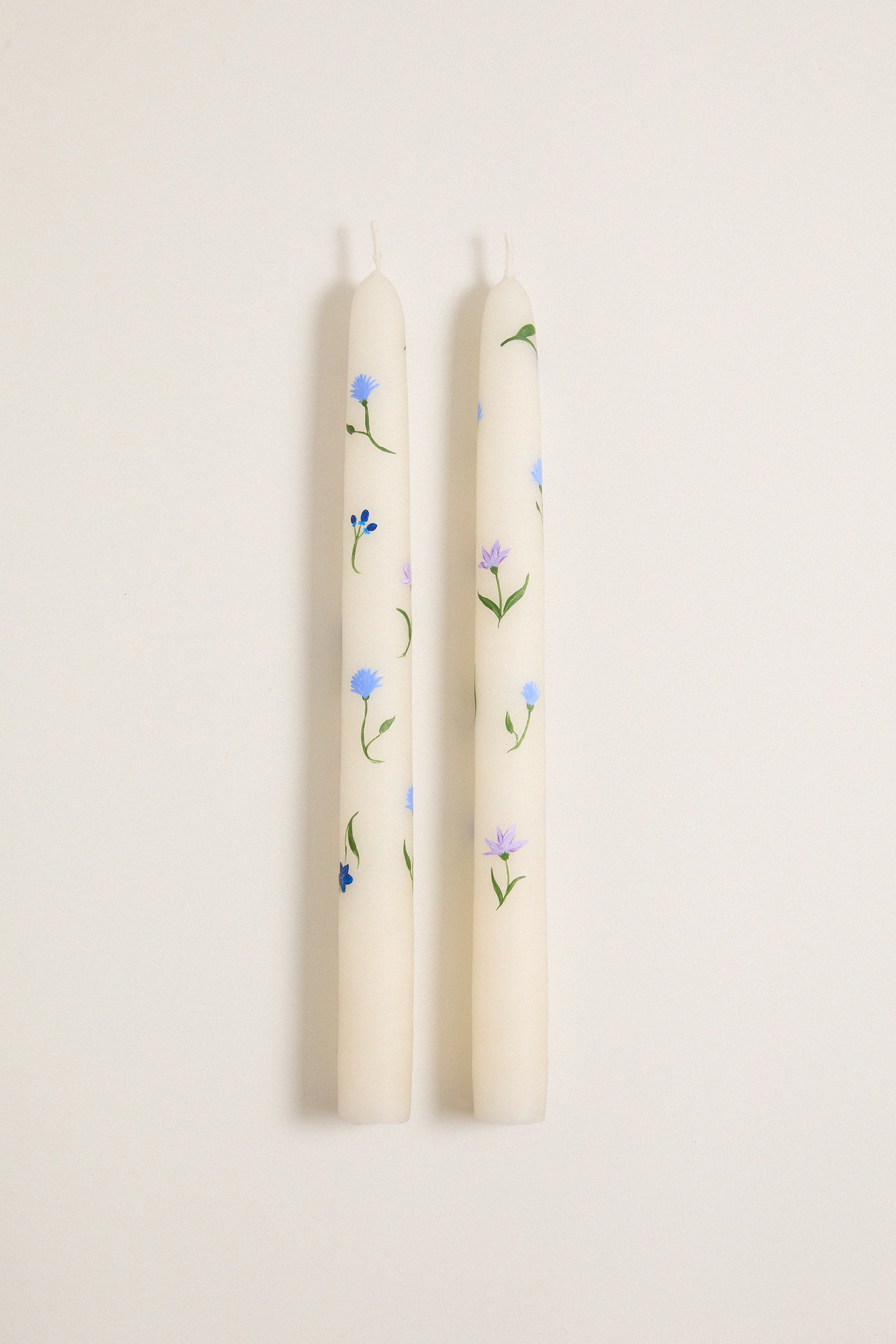 Lilac Floral Hand Painted Taper Candles (Set of 2)