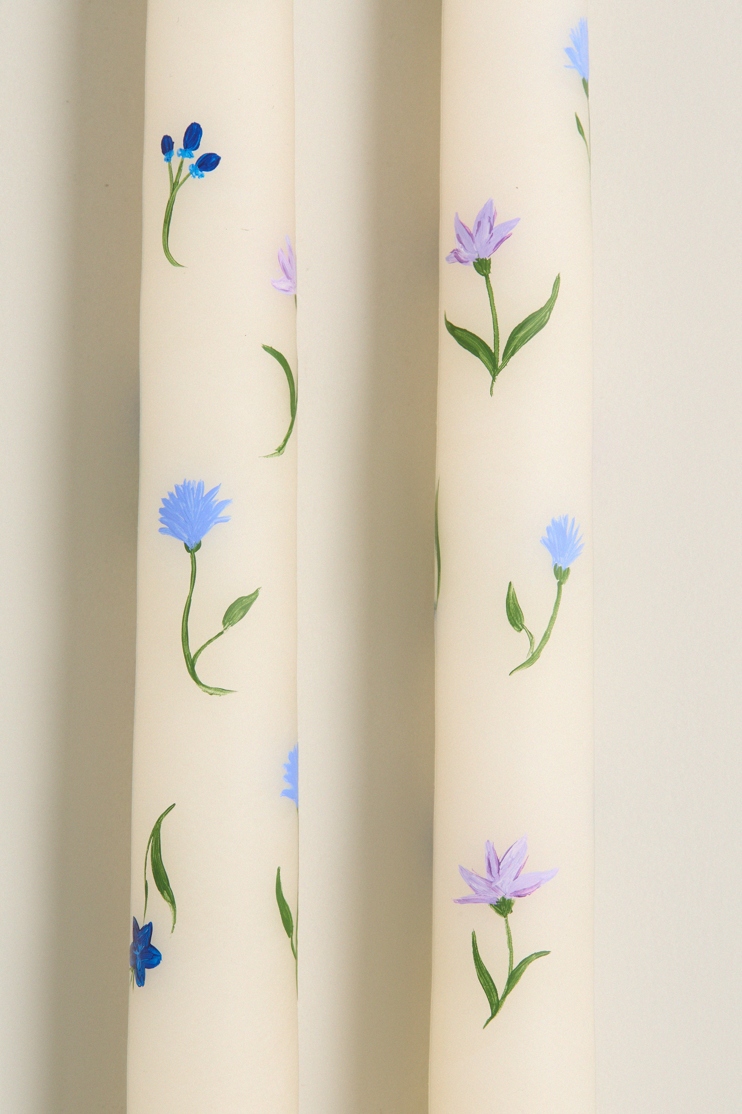 Lilac Floral Hand Painted Taper Candles (Set of 2)