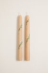 Ivory Climbing Vines Hand Painted Taper Candles (Set of 2)