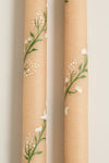 Ivory Climbing Vines Hand Painted Taper Candles (Set of 2)