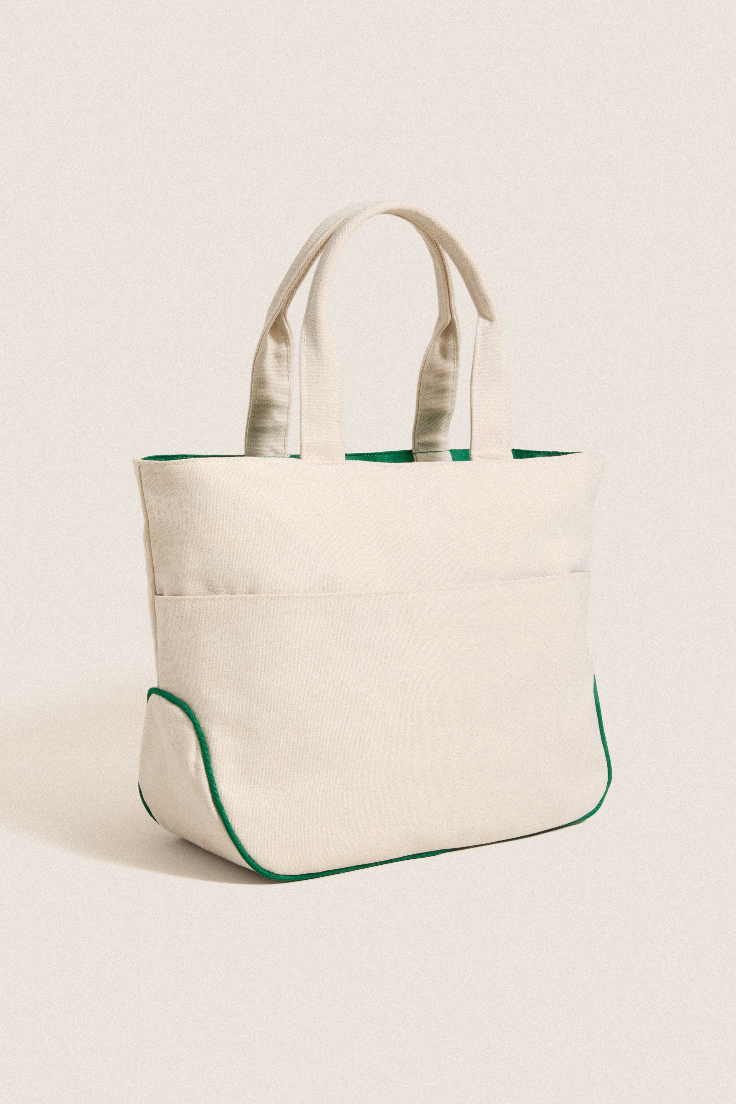 Green and White Monogrammed Tennis Tote