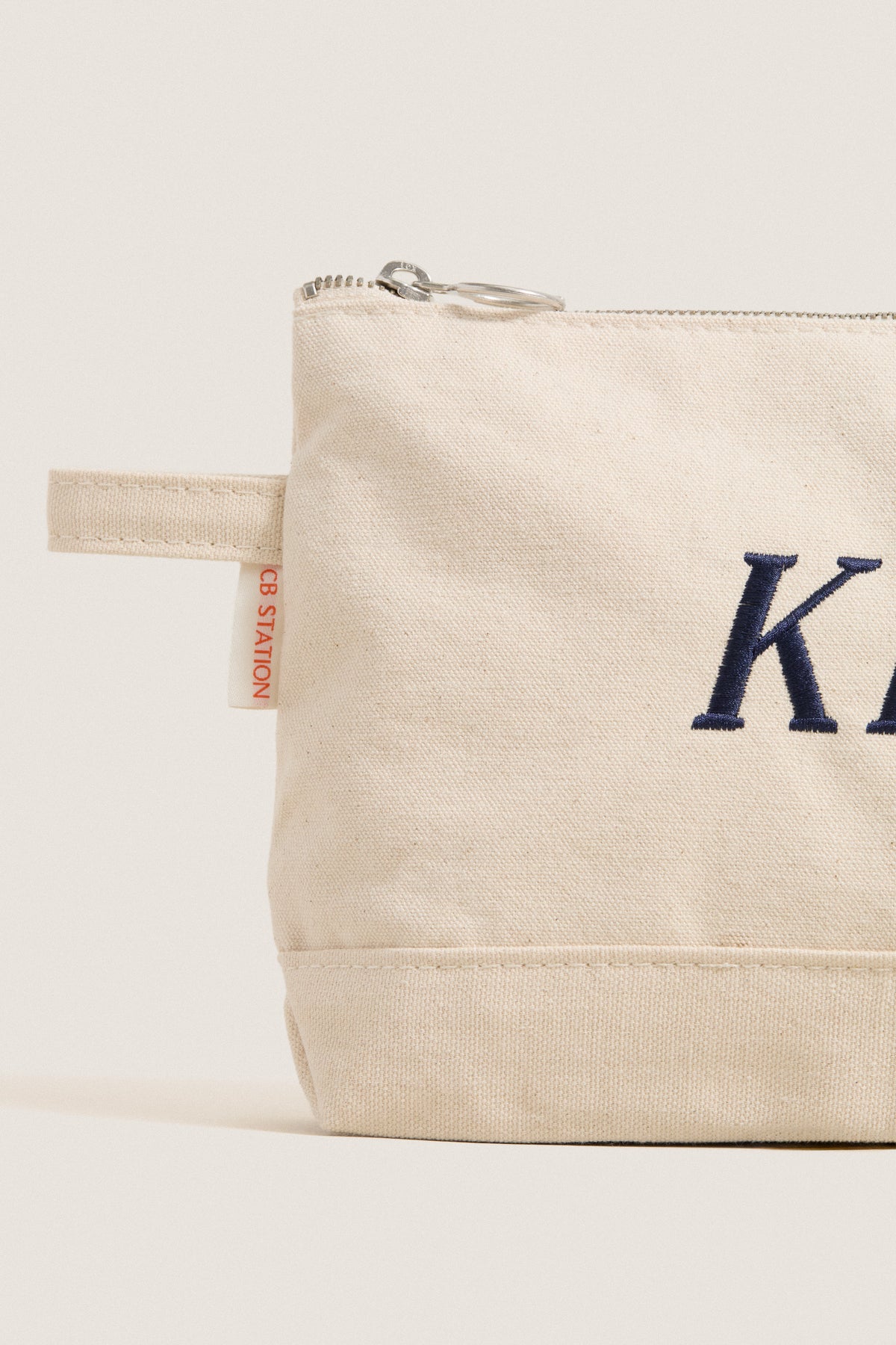 Natural Monogrammed Canvas Make-Up Bag