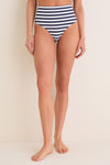 Marine Even Stripe High Waist Cheeky Bikini Bottom