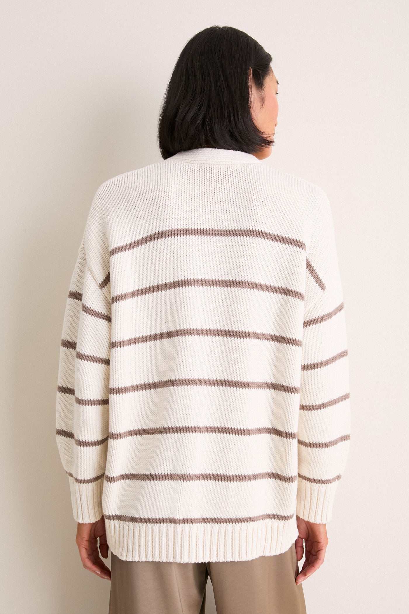 Ivory and Taupe Stripe Chloe Cardigan