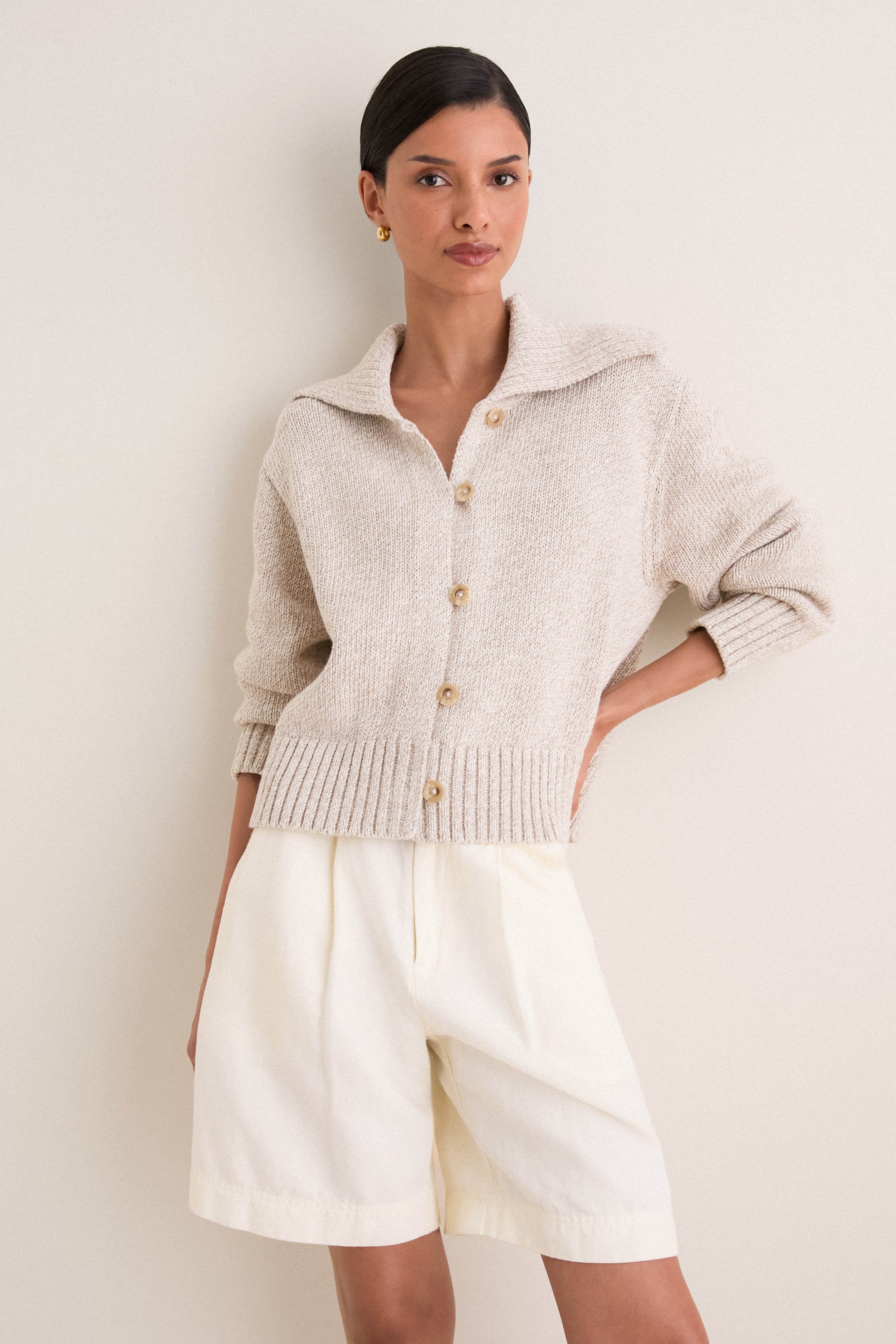 Oat Marl Sailor Cardigan | Jenni Kayne