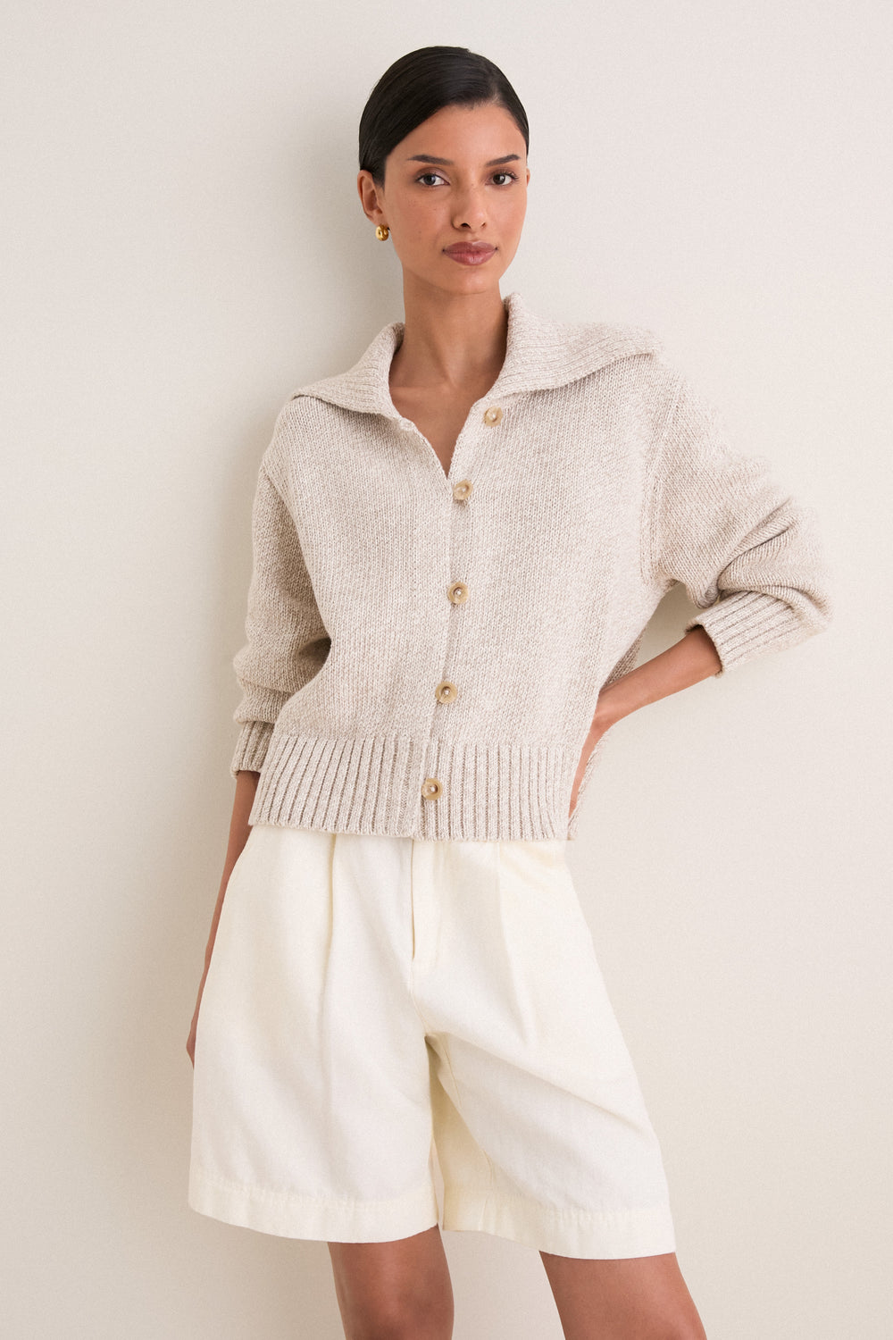 Oat Marl Sailor Cardigan