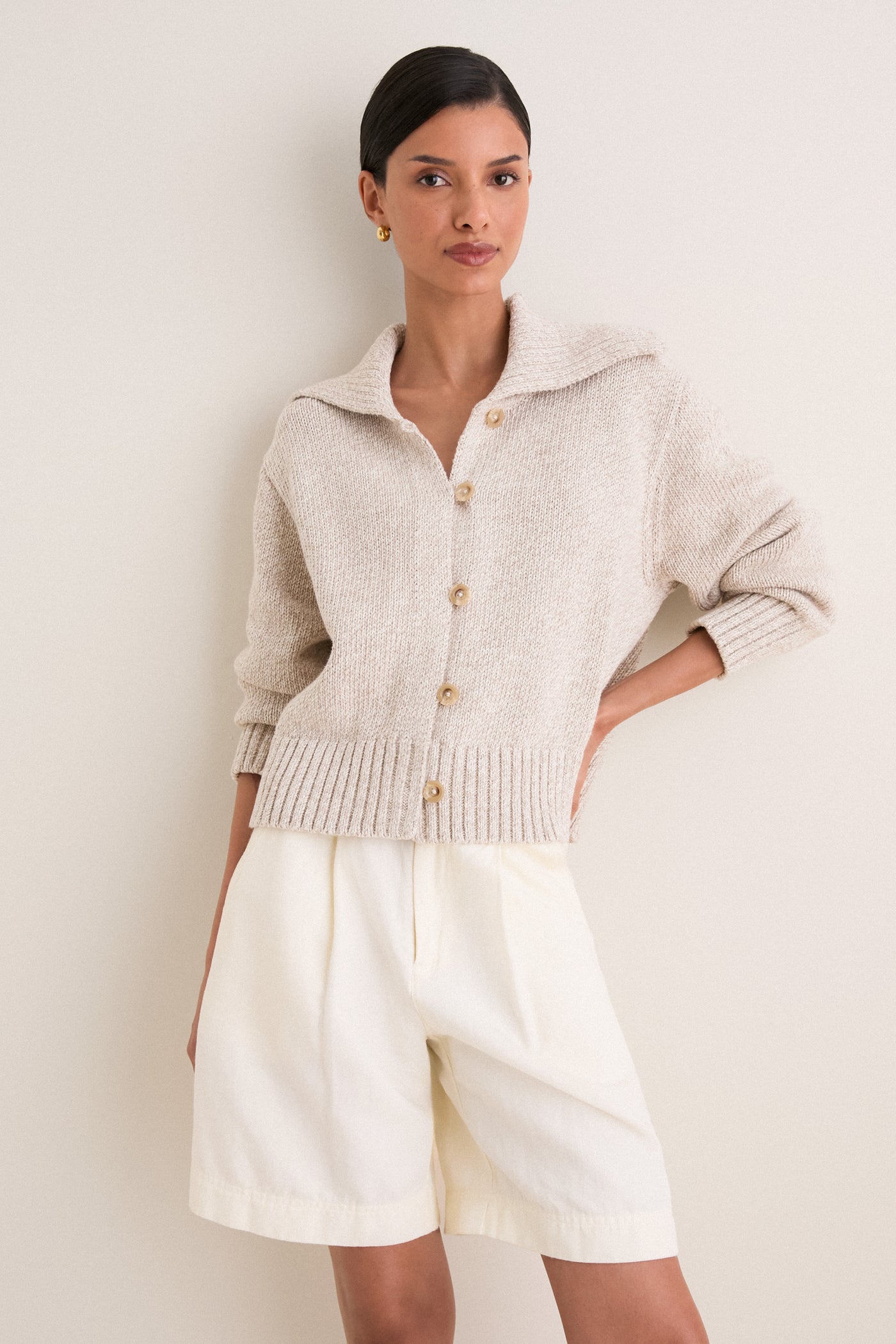 Oat Marl Sailor Cardigan