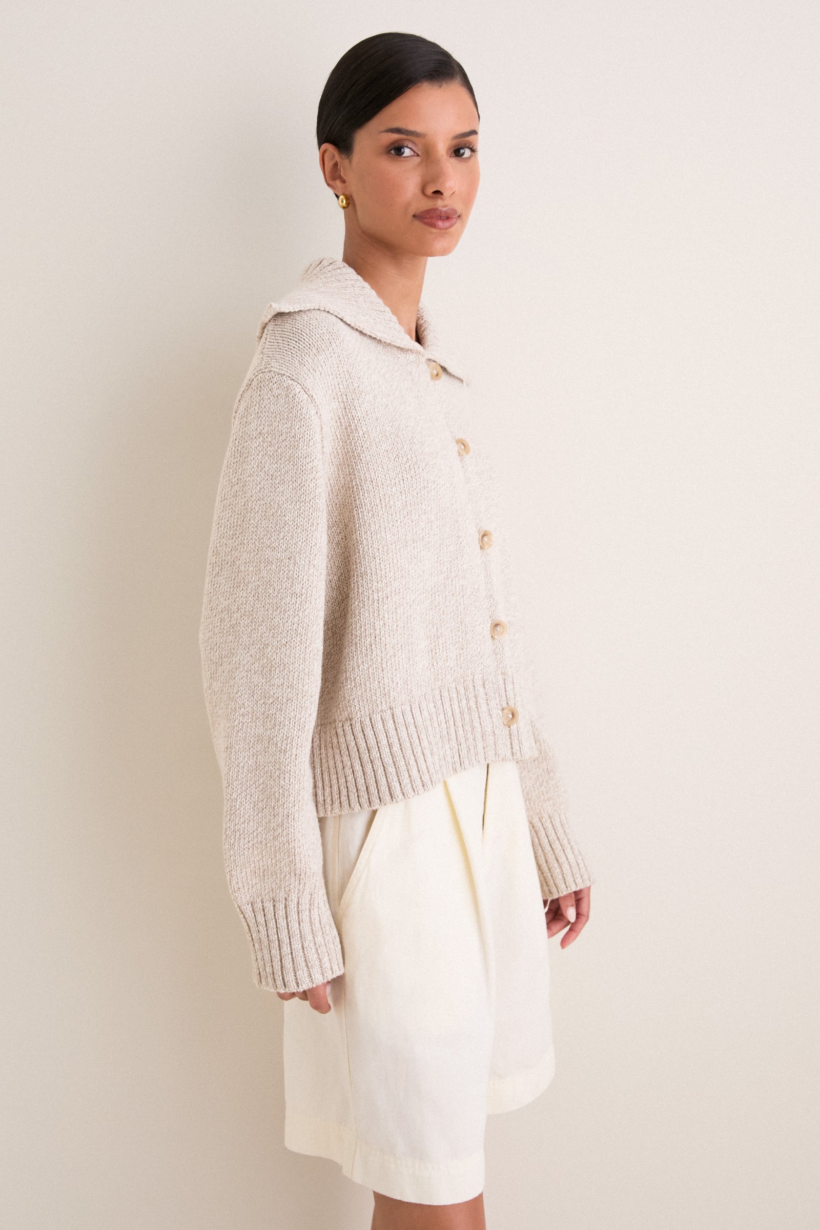 Oat Marl Sailor Cardigan