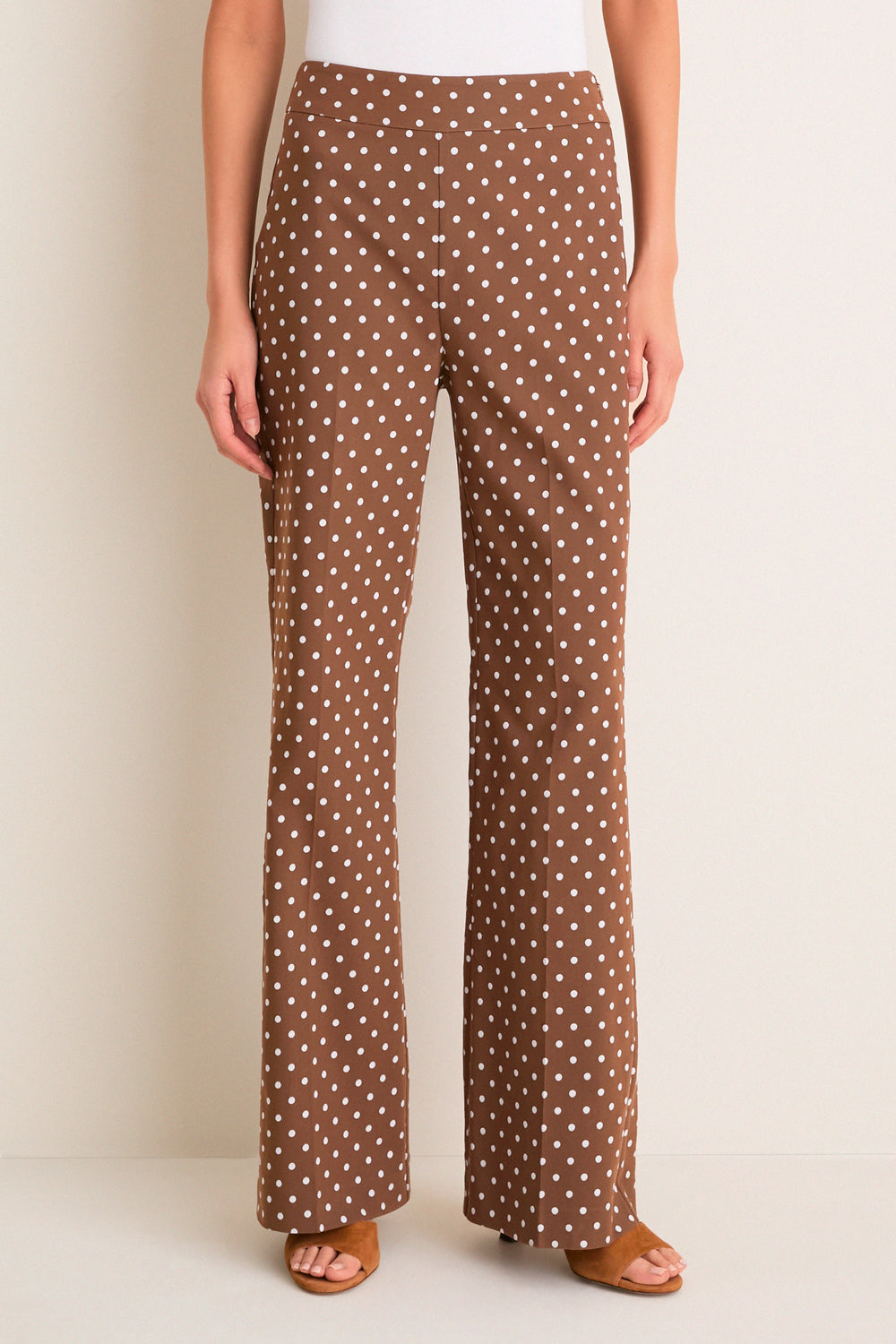 Cocoa Dot Stretch Jacquard Sabrina Pant