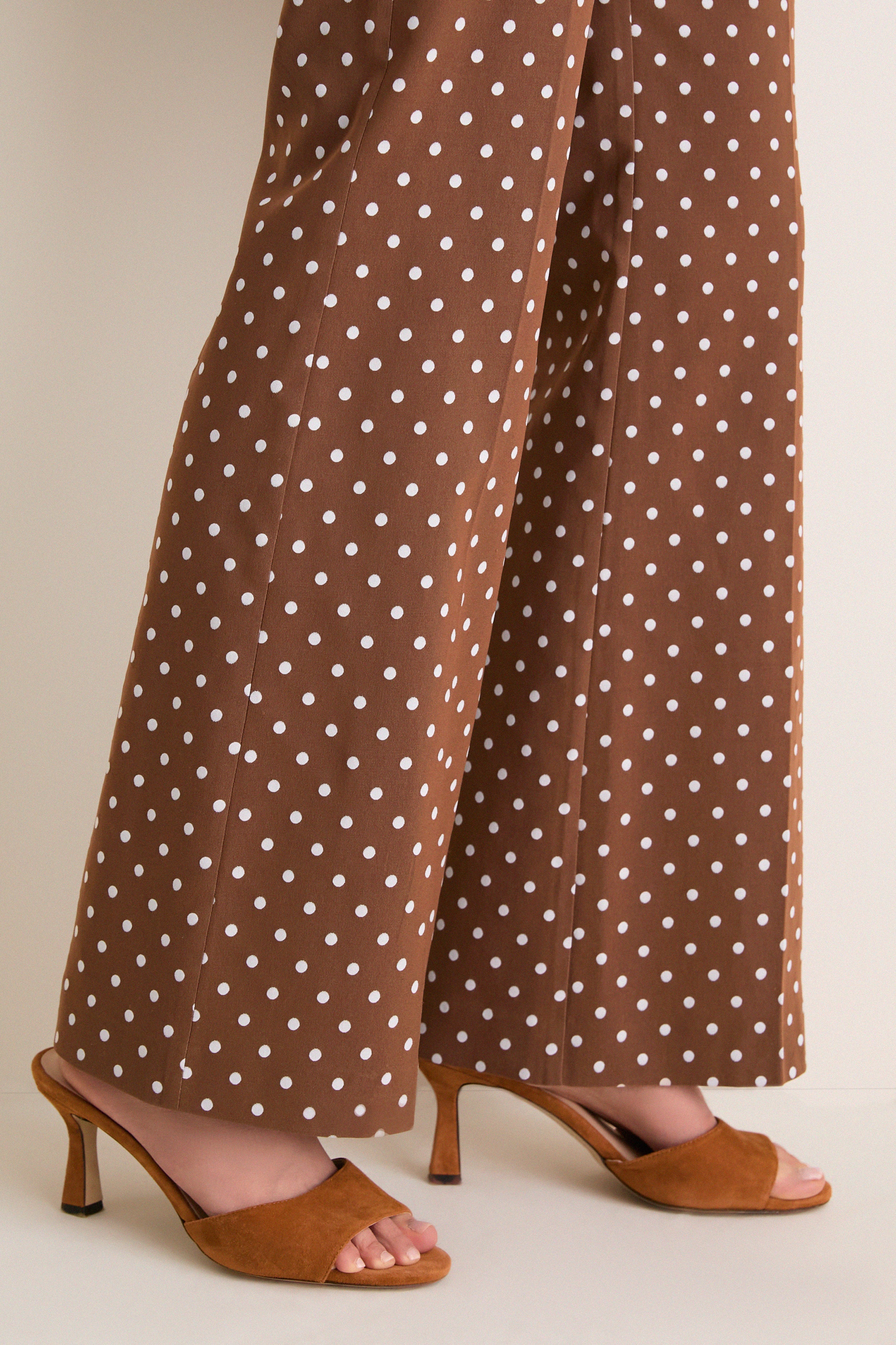 Cocoa Dot Stretch Jacquard Sabrina Pant