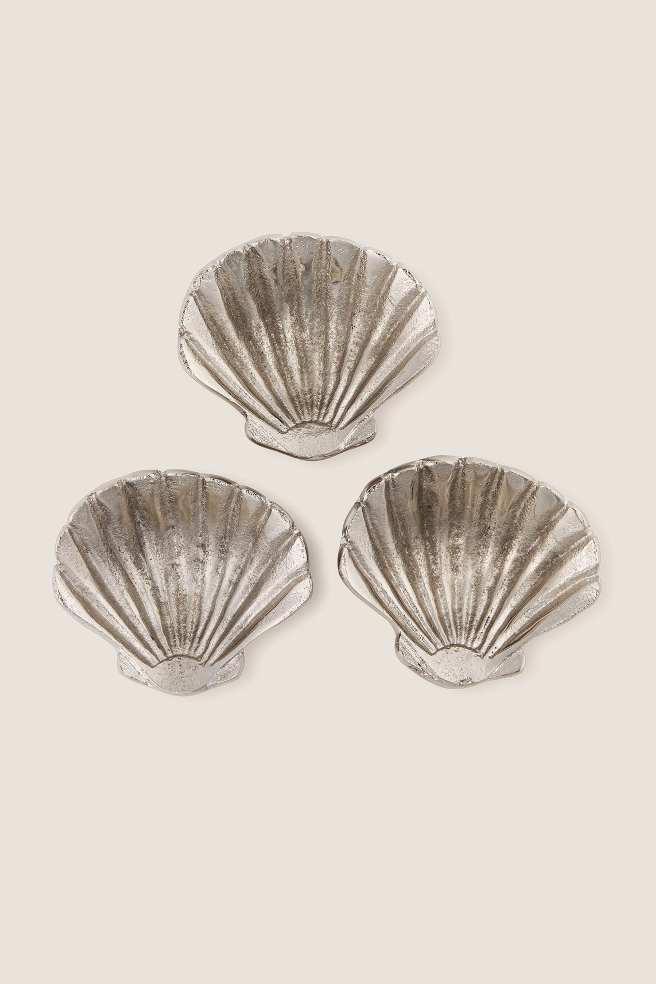 Silver Clam Shell Tidbit Dishes (Set of 3)