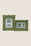 Classic 4x6 Green Wicker Weave Photo Frame with scalloped edges, showcasing effortless style. Perfect for a fun, high-end display of cherished memories.