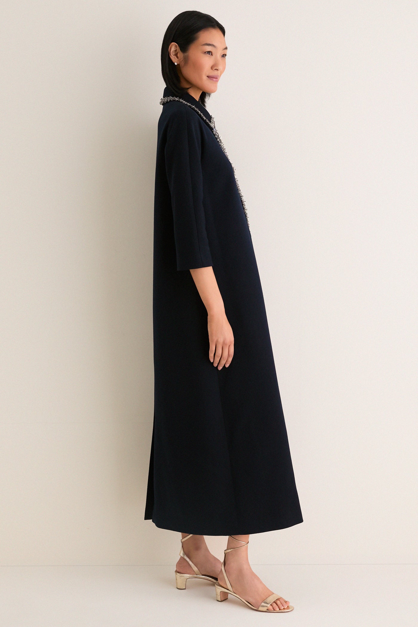 embellished maxi dress navy Kaya Navy Embellished Cape Sleeve Maxi Dress Frock and Frill