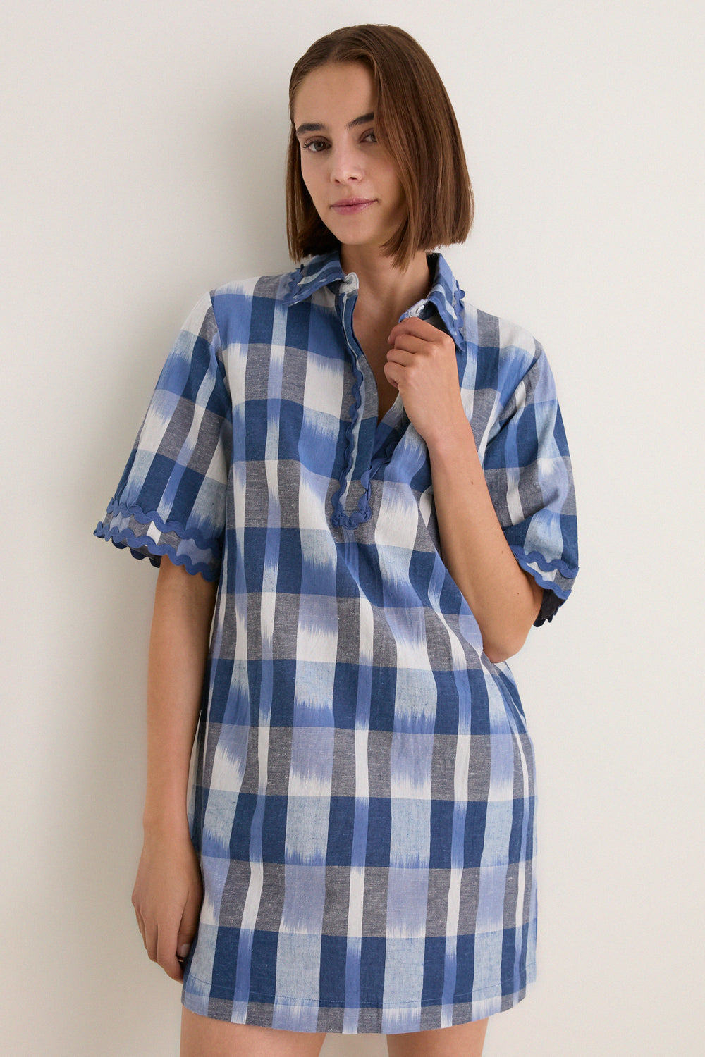 Beckett Navy Collared Mini Shirt Dress