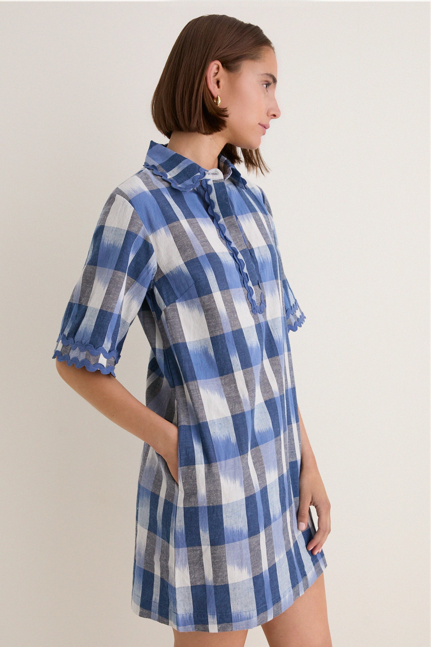 Beckett Navy Collared Mini Shirt Dress