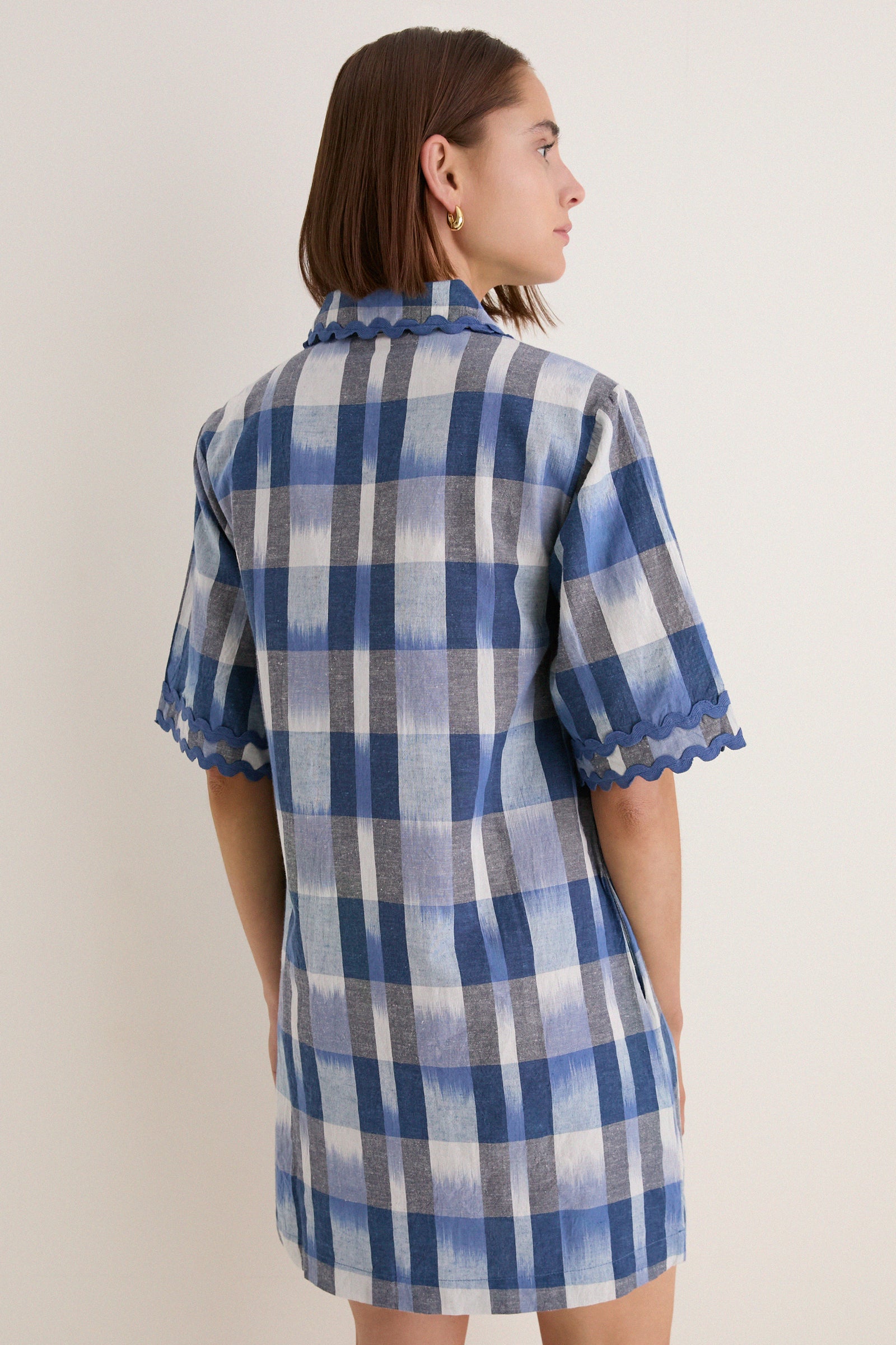 Beckett Navy Collared Mini Shirt Dress
