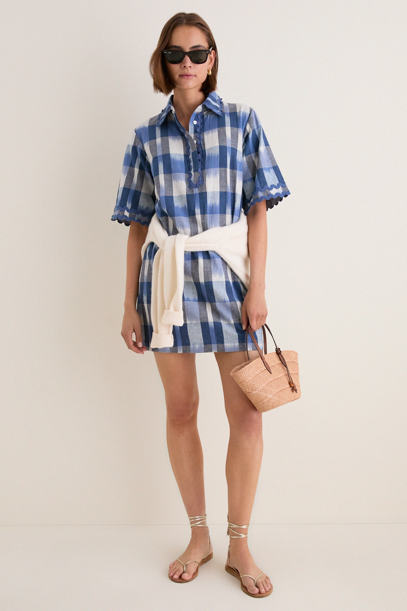 Beckett Navy Collared Mini Shirt Dress