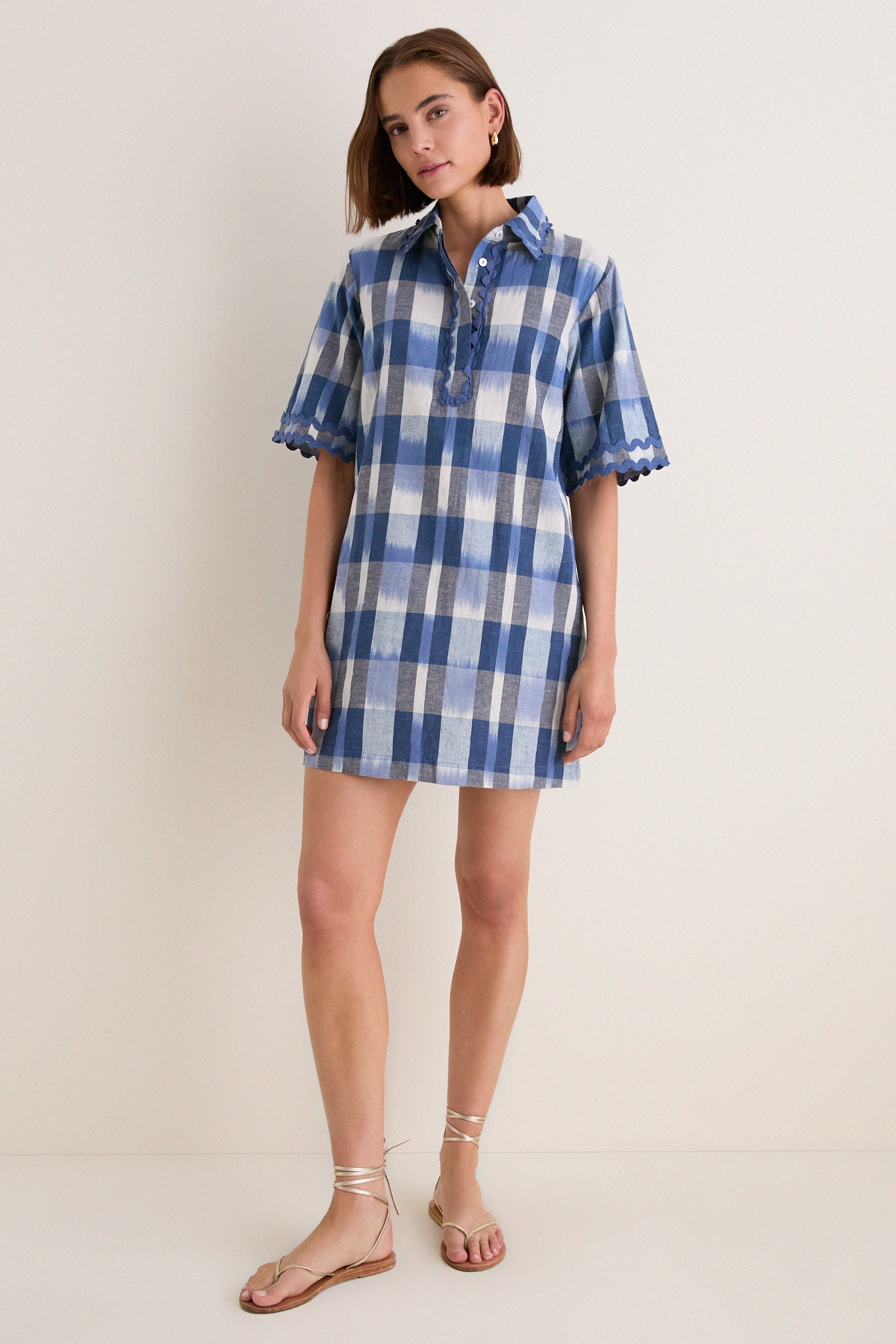 Beckett Navy Collared Mini Shirt Dress