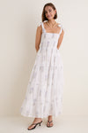 Leela Sky Wide Strap Smocked Midi Dress