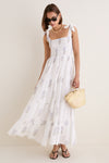 Leela Sky Wide Strap Smocked Midi Dress
