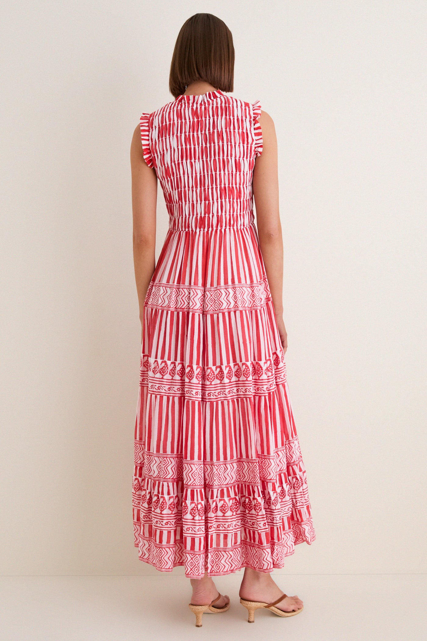Santorini Red Sleeveless Smocked Maxi Dress