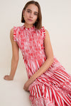 Santorini Red Sleeveless Smocked Maxi Dress