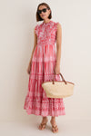 Santorini Red Sleeveless Smocked Maxi Dress
