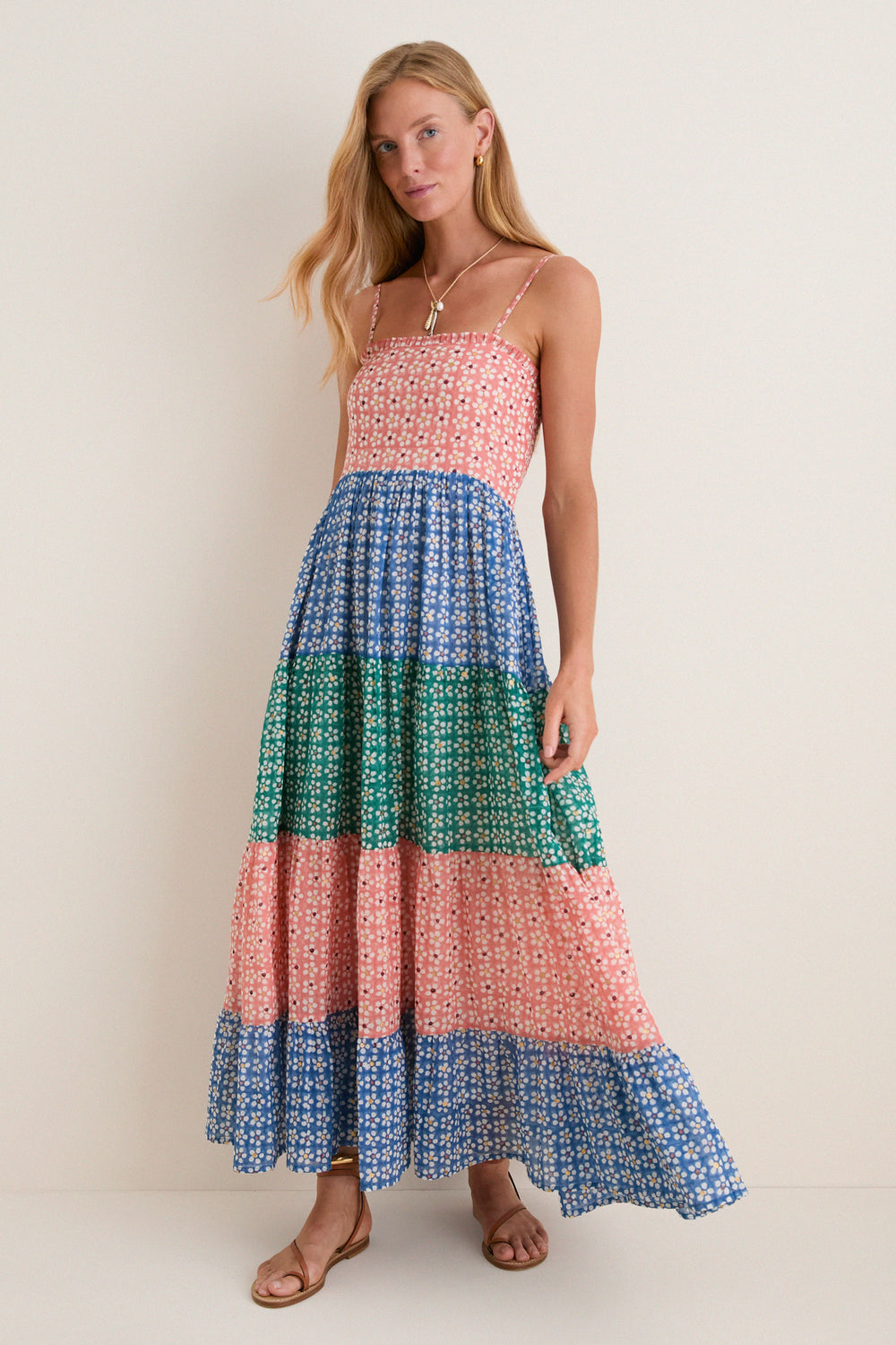 Aster Blue Smocked Back Maxi Oliphant Aster Blue / M