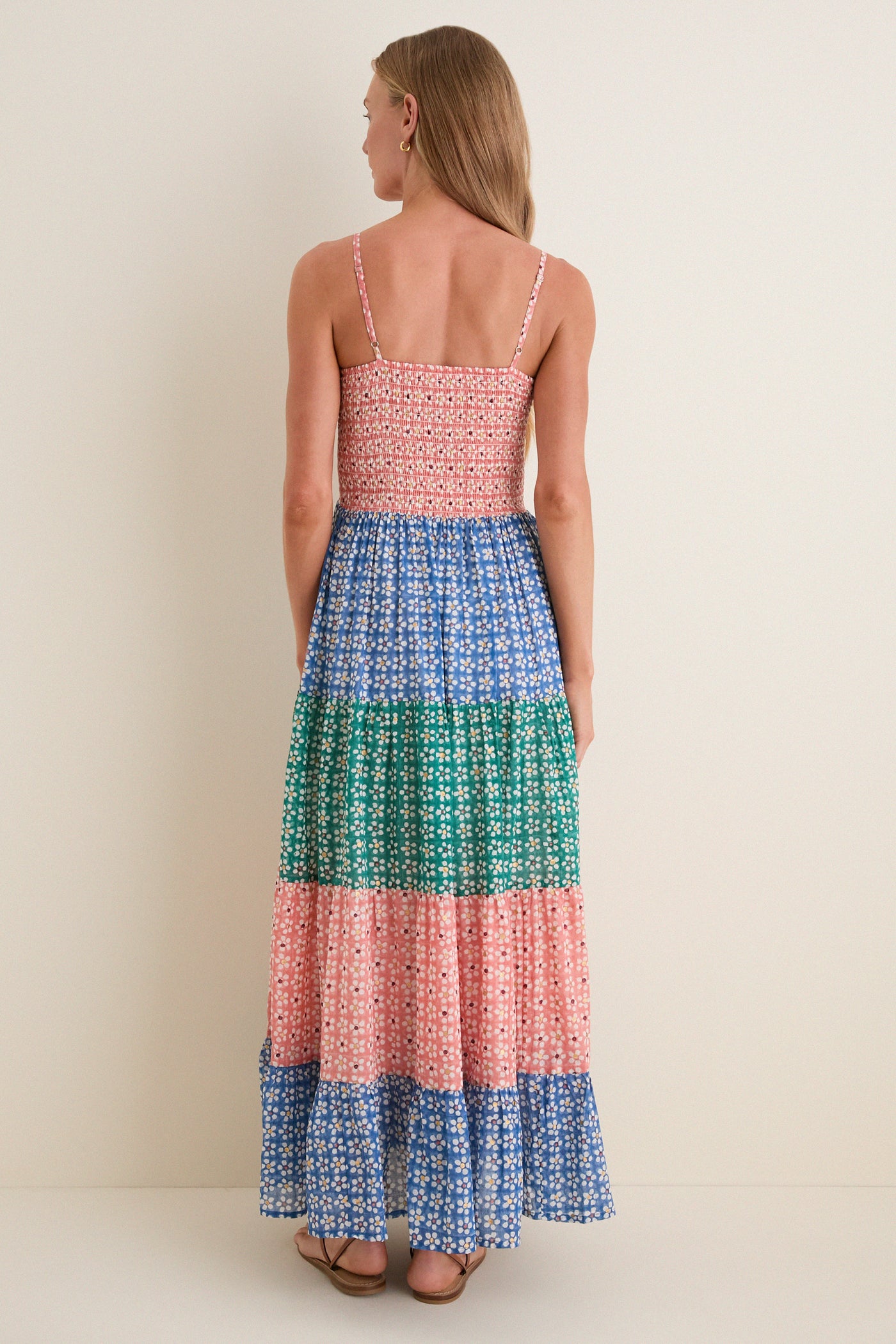 Aster Blue Smocked Back Maxi