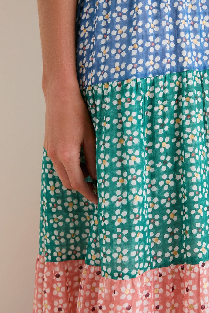 Aster Blue Smocked Back Maxi