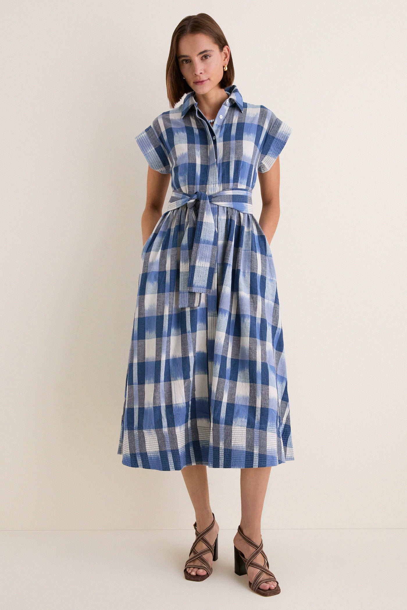 Oliphant Beckett Navy Belted Shirt Dress Beckett Navy / S