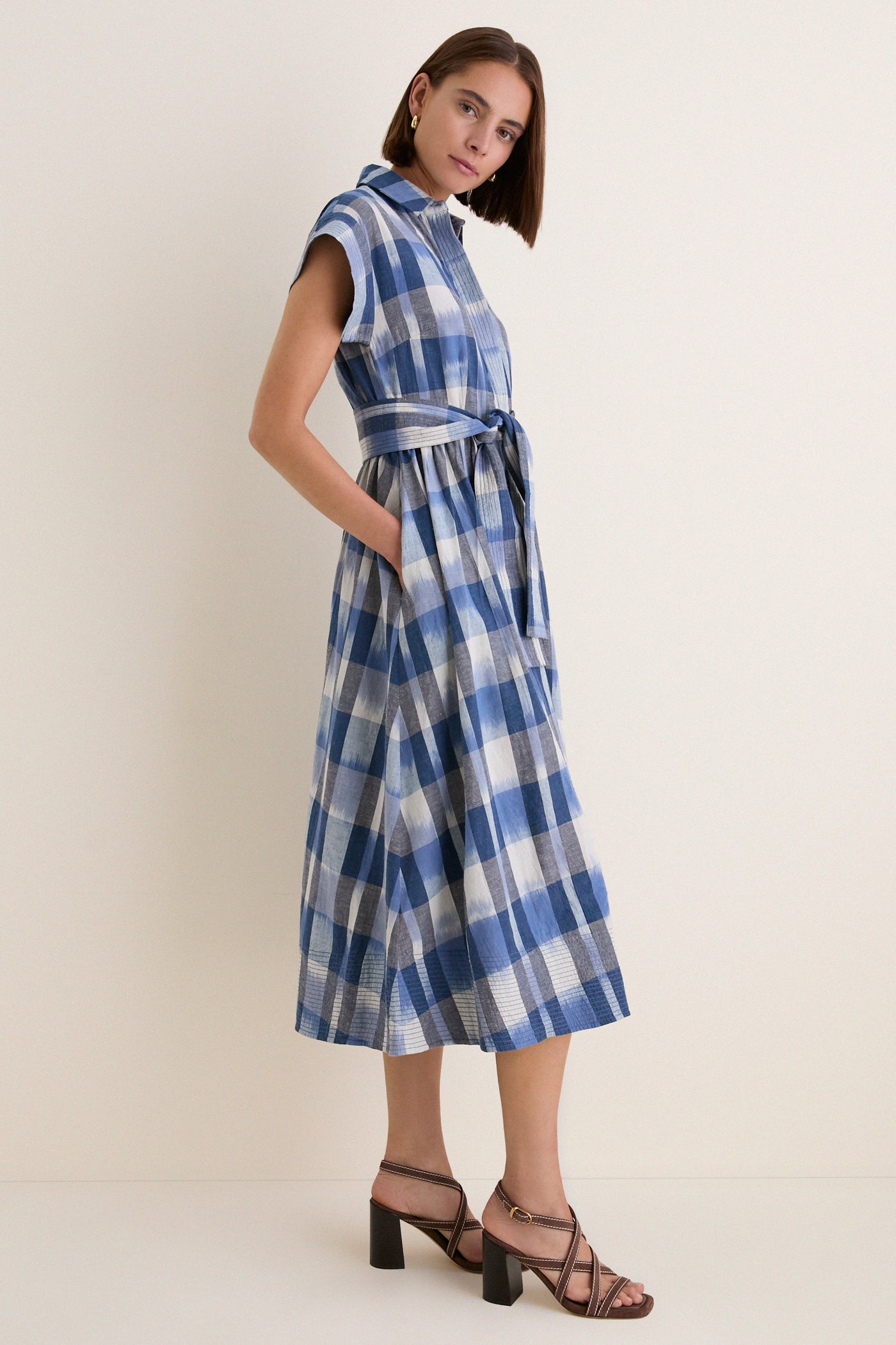 Beckett Navy Belted Shirt Dress