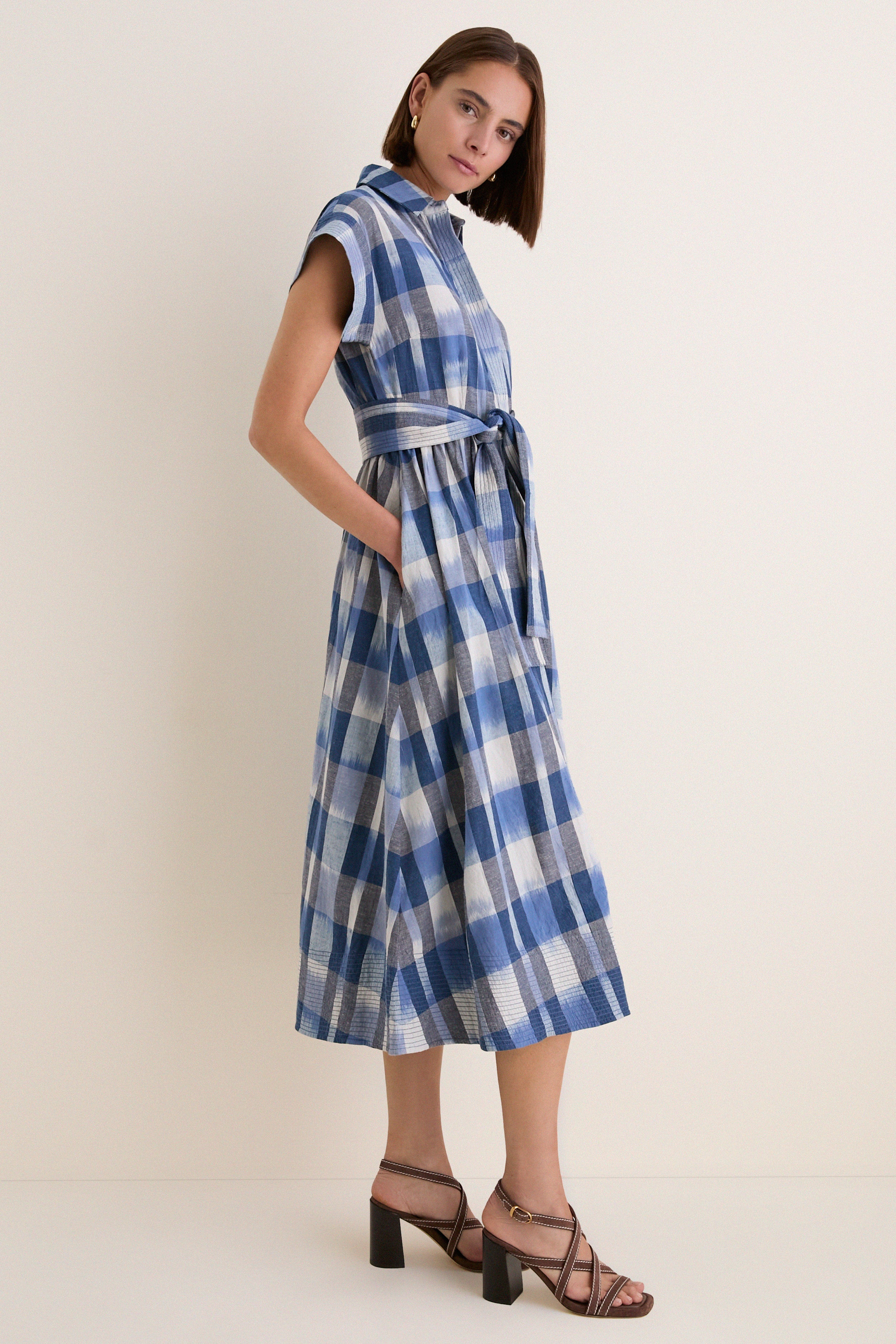 Beckett Navy Belted Shirt Dress