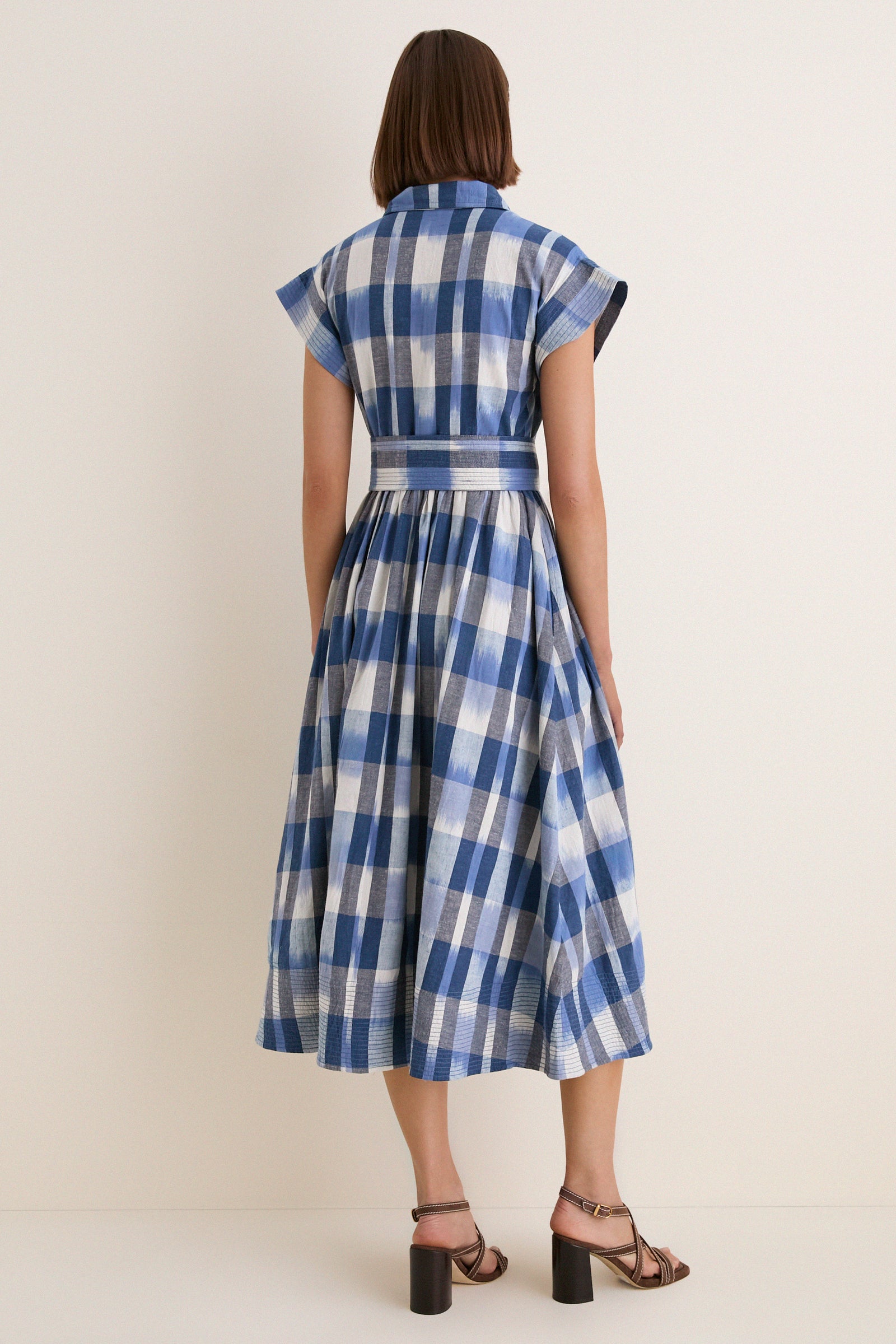 Beckett Navy Belted Shirt Dress
