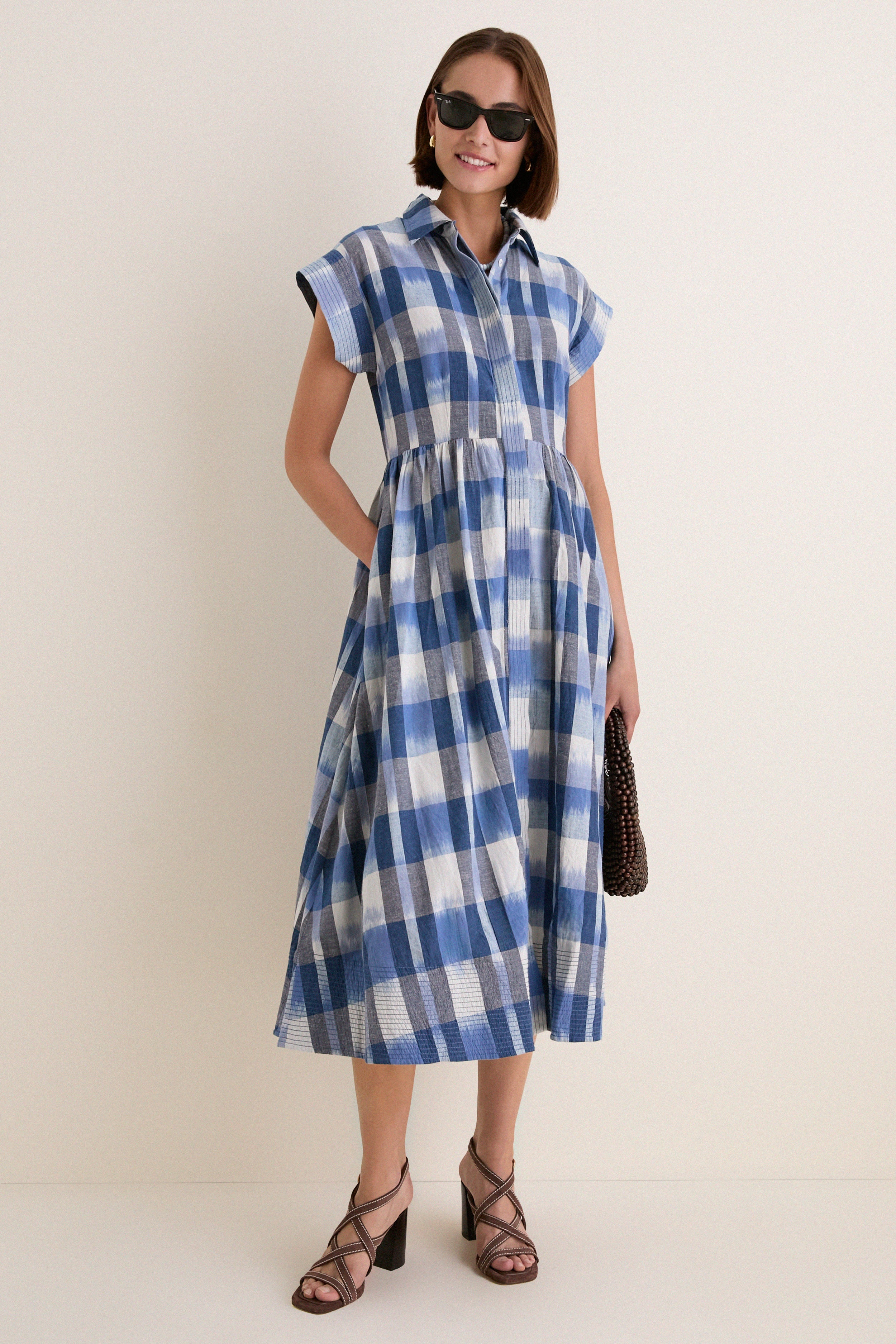 Beckett Navy Belted Shirt Dress | Oliphant