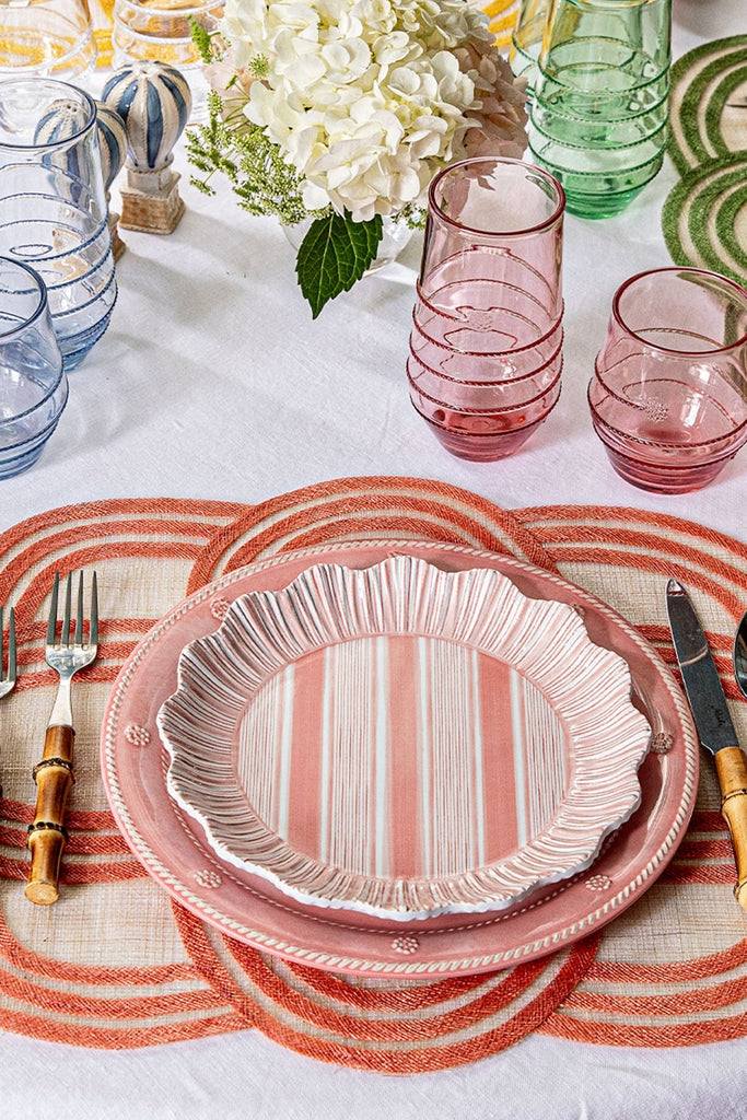 Coral Berry and Thread Melamine Dinner Plate (Set of 4)