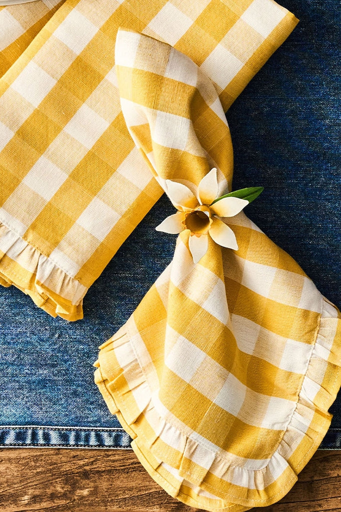 Sunshine Gingham Ruffle Napkin (Set of 4)