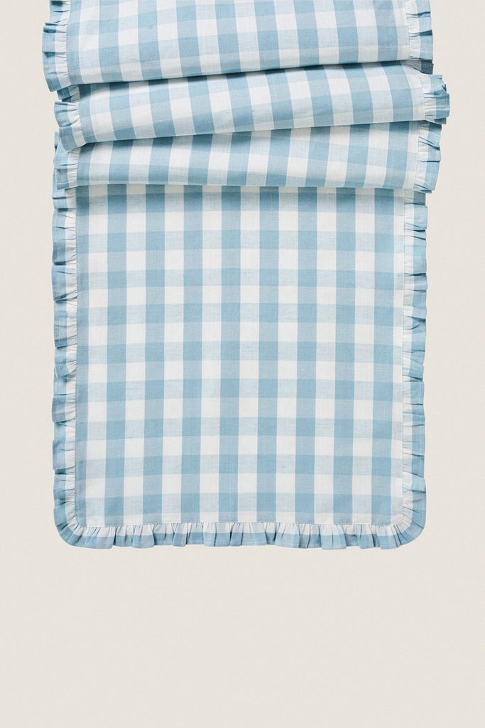 Ocean Gingham Ruffle Table Runner