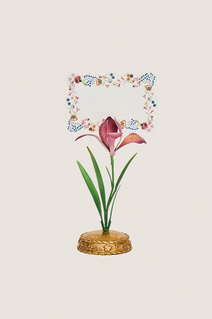 Pink Meadow Walk Iris Place Card Holder