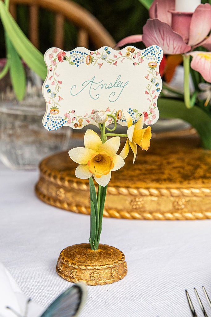 Yellow Meadow Walk Daffodil Place Card Holder