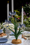 Chambray Meadow Walk Iris 14" Centerpiece Candelabra
