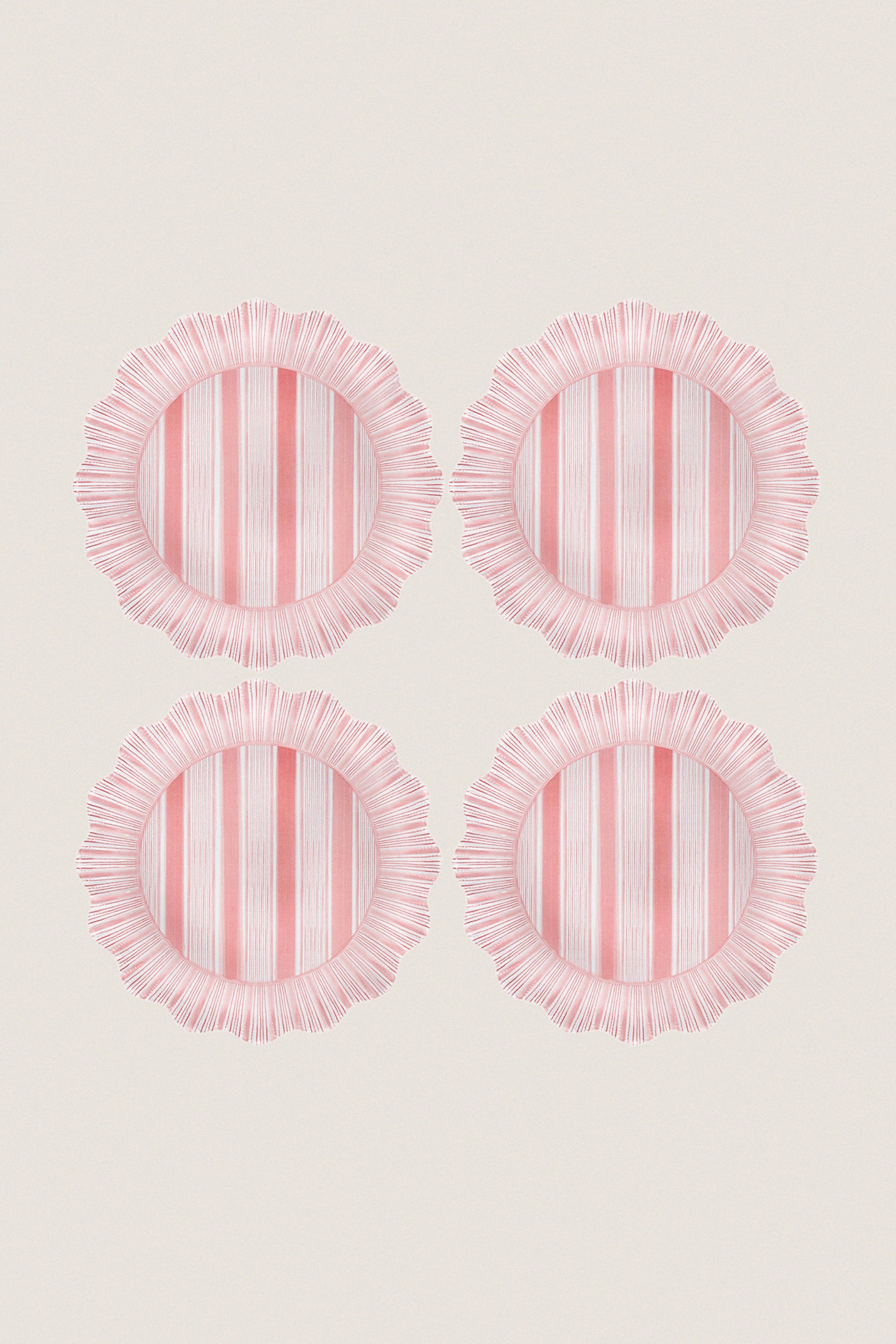 Coral Cabana Stripe Melamine Dinner Plate Set of 4