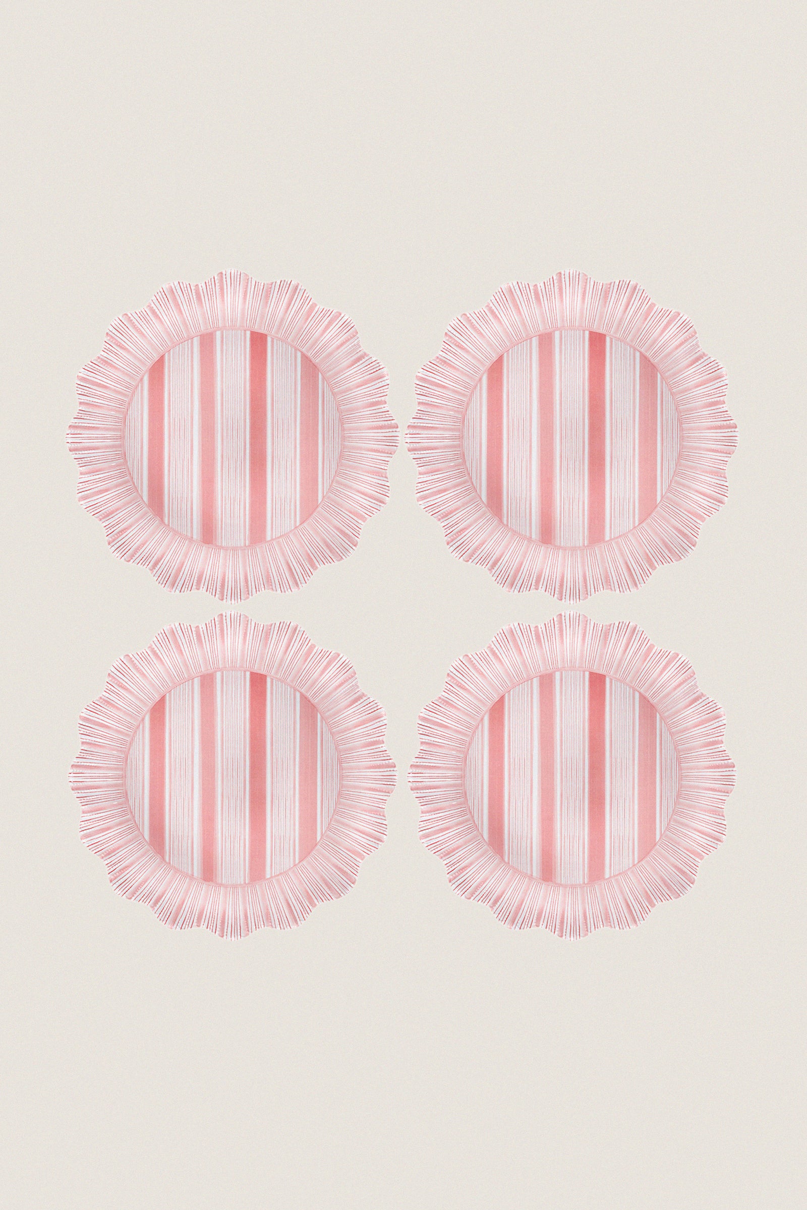 Coral Cabana Stripe Melamine Dinner Plate Set of 4