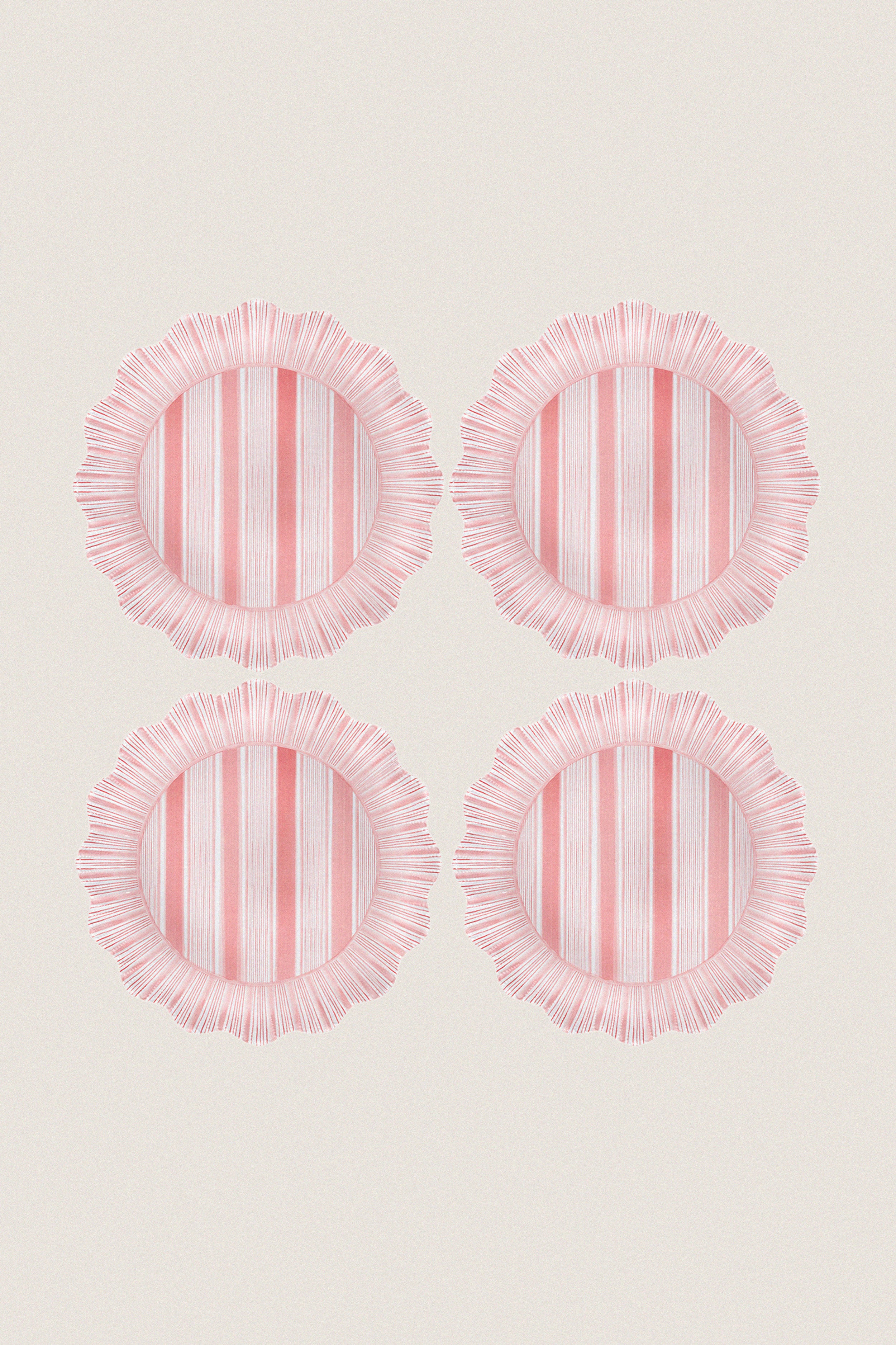 Coral Cabana Stripe Melamine Dinner Plate Set of 4