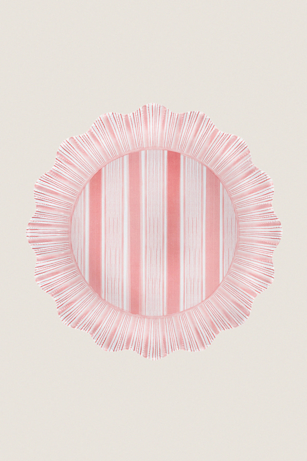 Coral Cabana Stripe Melamine Dinner Plate Set of 4