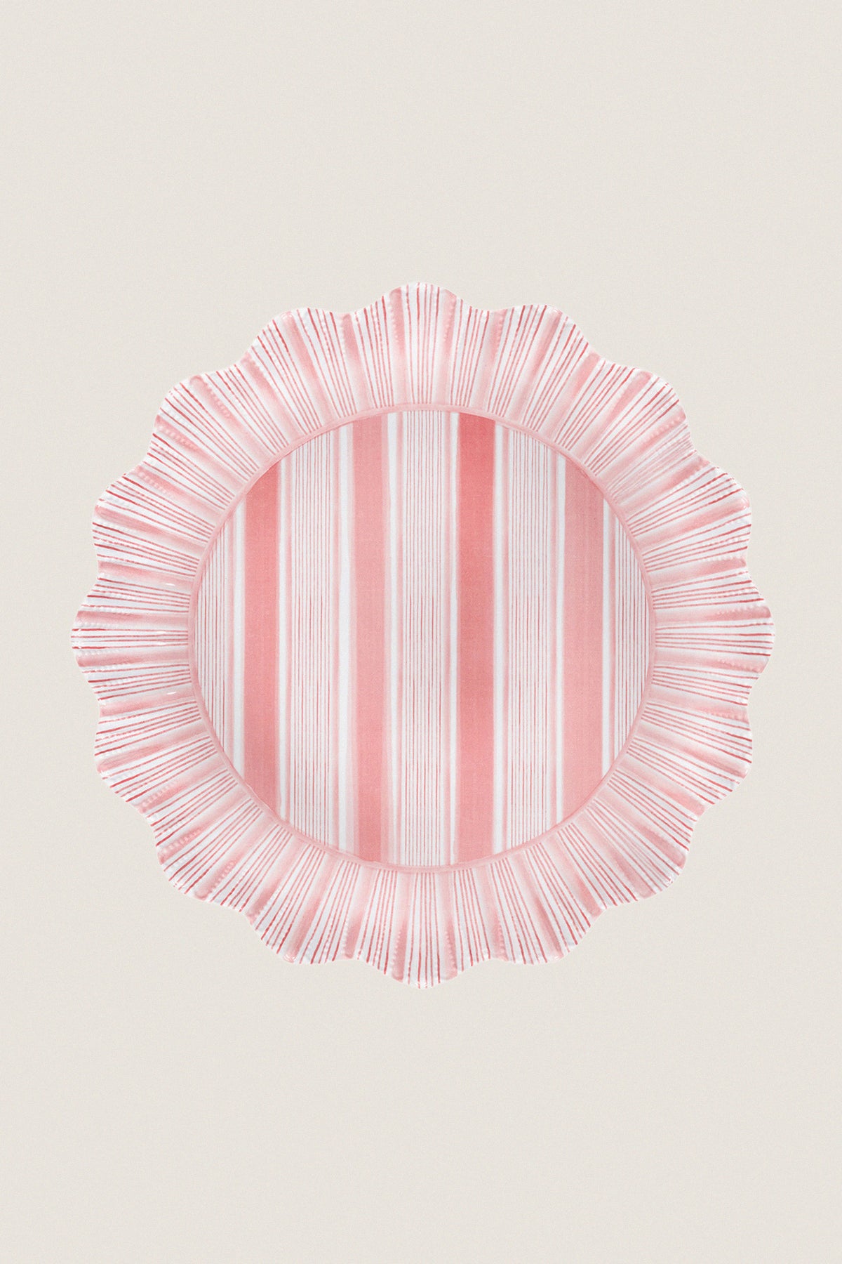 Coral Cabana Stripe Melamine Dinner Plate Set of 4