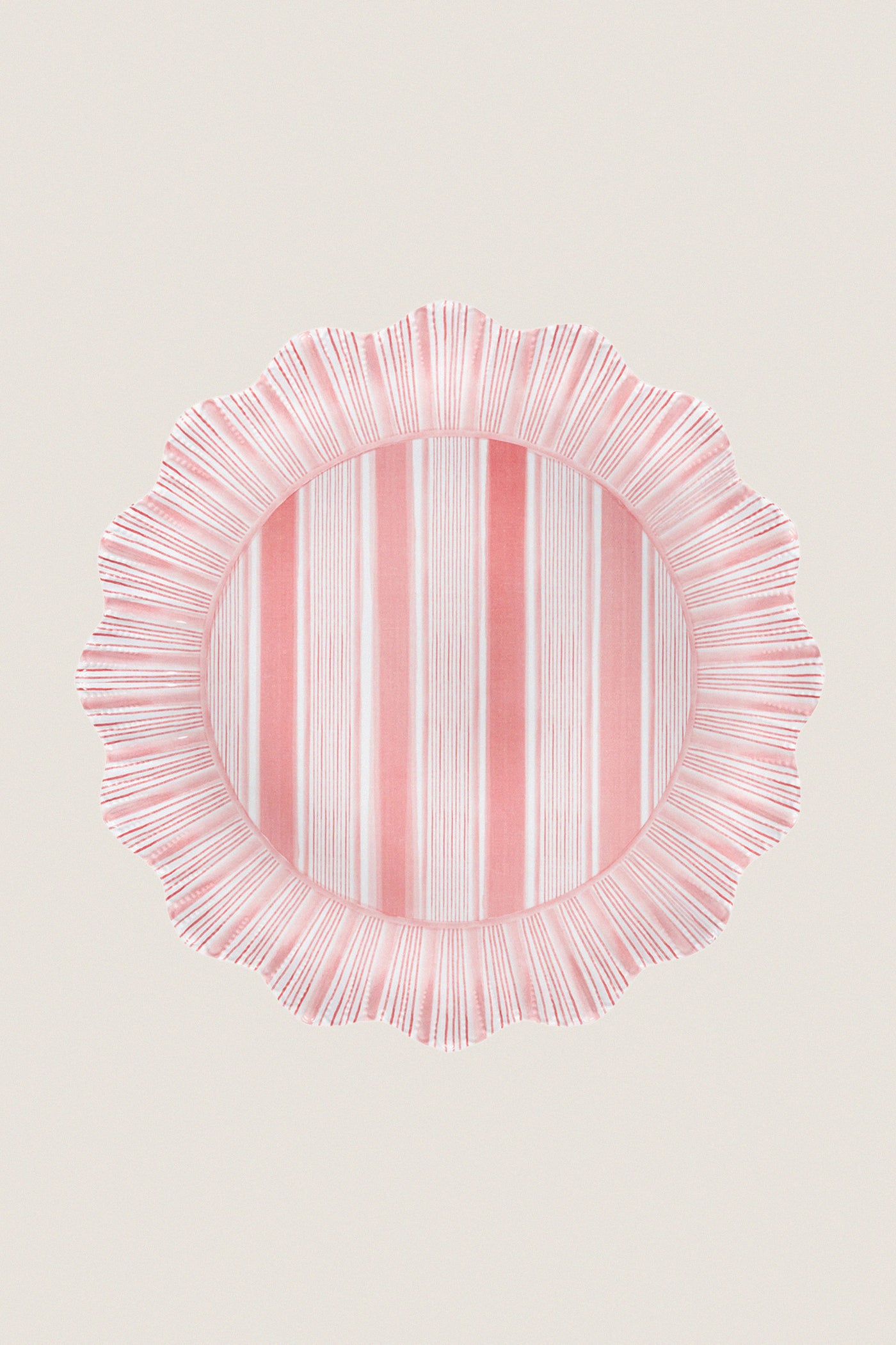 Coral Cabana Stripe Melamine Dinner Plate Set of 4